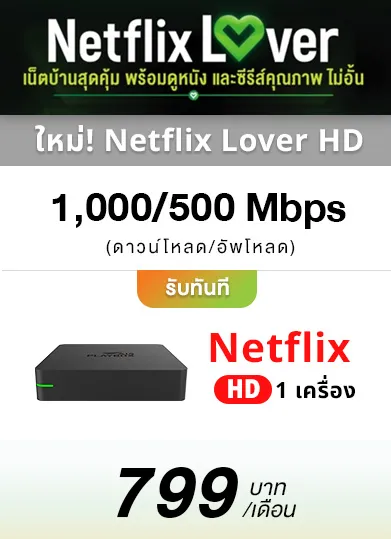 Netflix Lover 799 New สมัครเน็ตบ้านพร้อมโปรเน็ตฟริกสุดคุ้ม